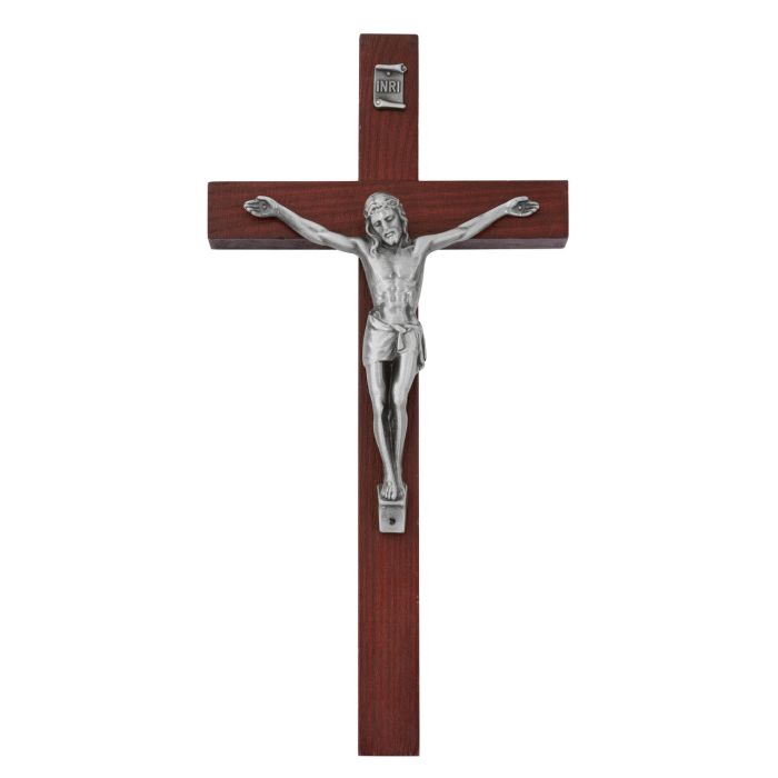 10" Cherry Crucifix Silver Corpus