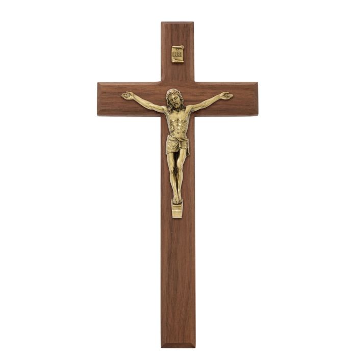 12 Walnut Beveled Crucifix