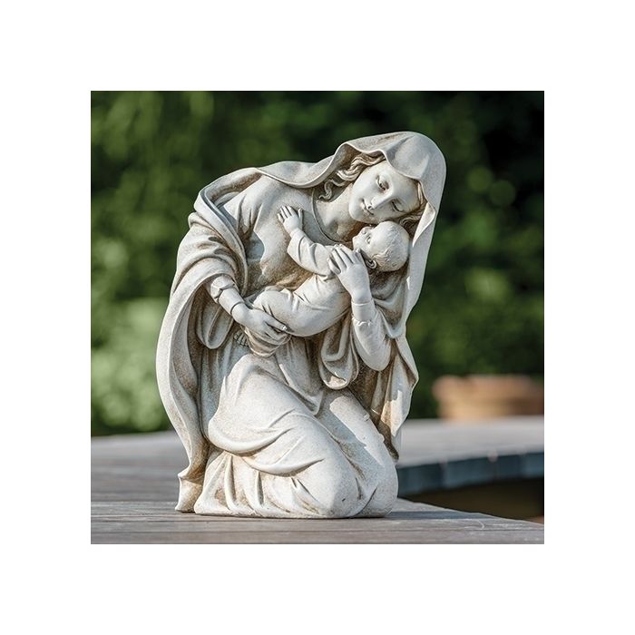 13.5" Kneeling Madonna & Child Garden Statue