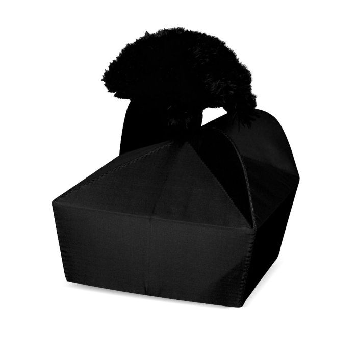 3 Peak Black Wool Biretta