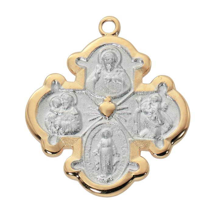 4 Way Cross SS Two-Tone w/18" Chain