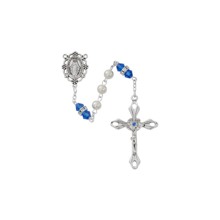 6" Pewter Baby Boy Cross Rosary