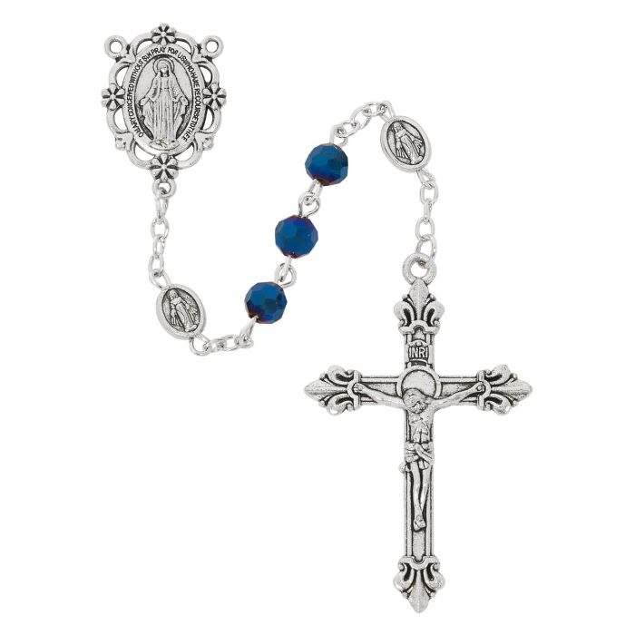 6mm Metallic Blue Crystal Rosary