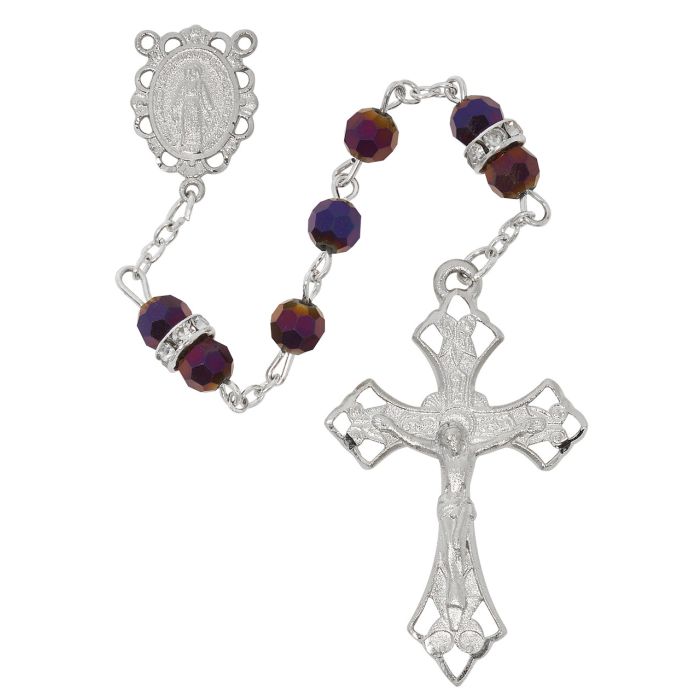6mm Metallic Purple Crystal Rosary