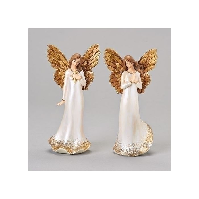 9" Pair of Angel Diamond Figurines