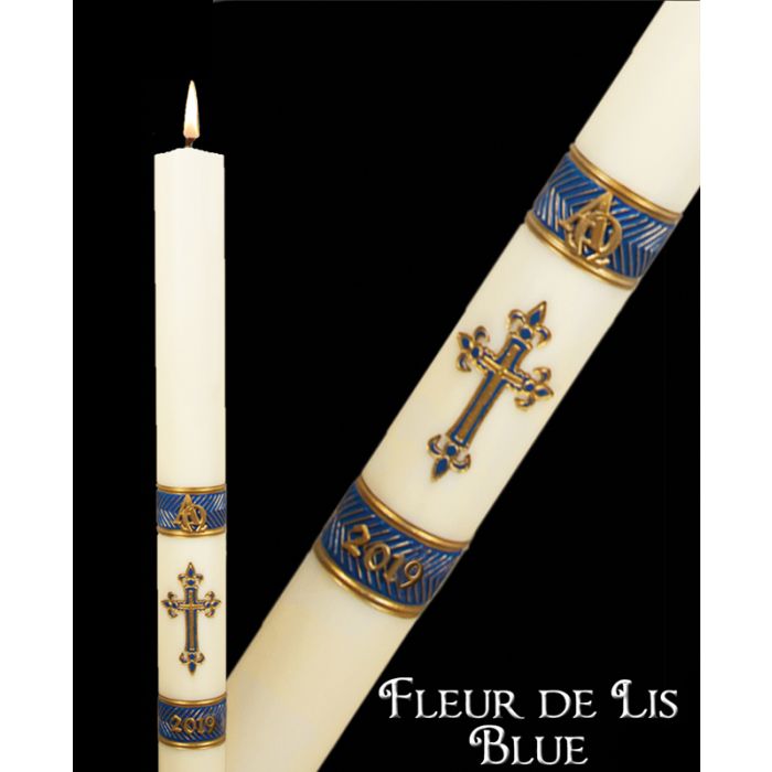 Blue Fleur de Lis Paschal Candle