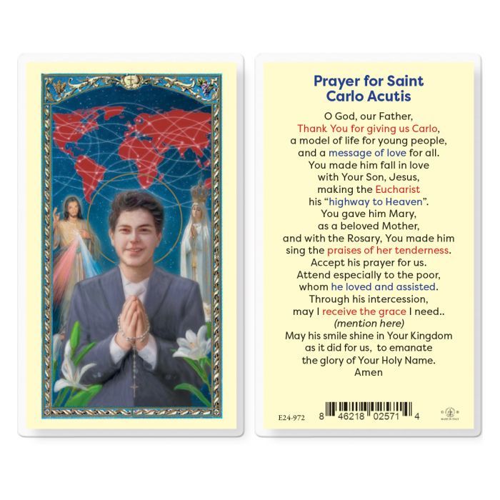 Carlo Acutis Laminated Holy Card