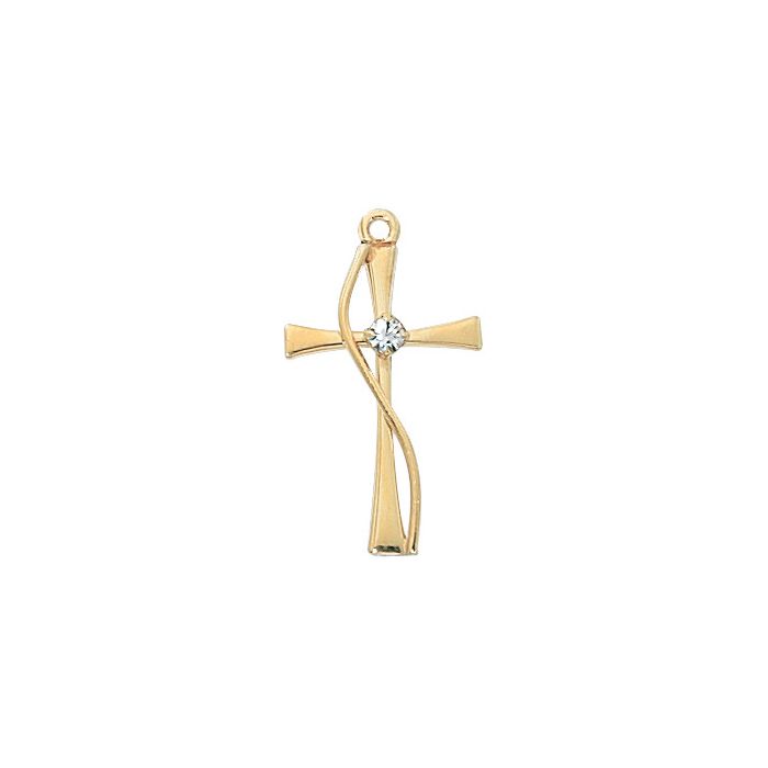 Cross Gold w/Stone and 18" Chain