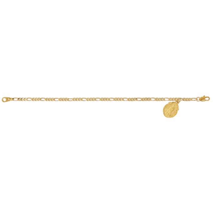 Gold Tone Figaro Guadalupe Bracelet #BR95