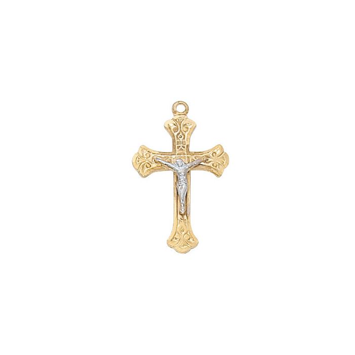 G/SS Crucifix Tutone w/18" Chain