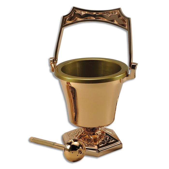 Holy Water Pot & Sprinkler #99PS42, Bronze