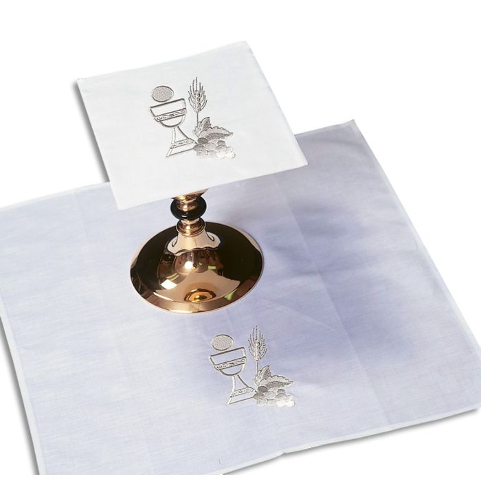 MASS LINEN SET #2005, LINEN/COTTON, EMBROIDERED WITH A CHALICE AND HOST
