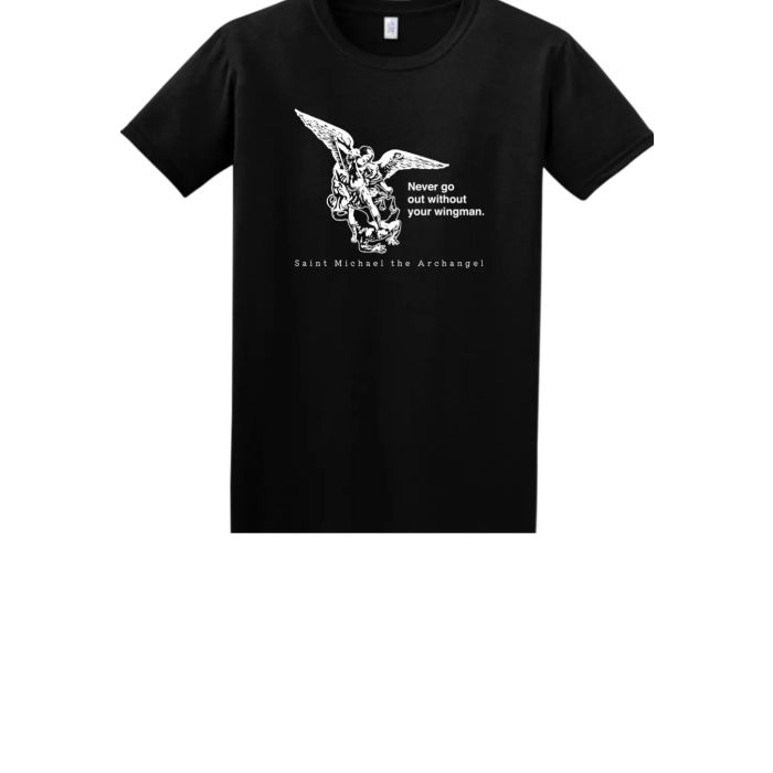 Never Go Without Your Wingman - St. Michael the Archangel Adult Black T-Shirt