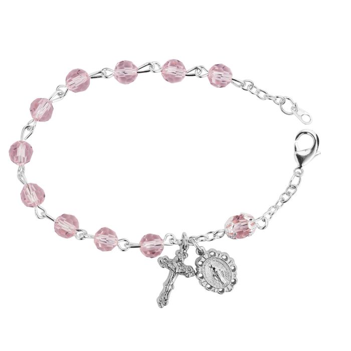 Pink Pewter Crystal Bracelet