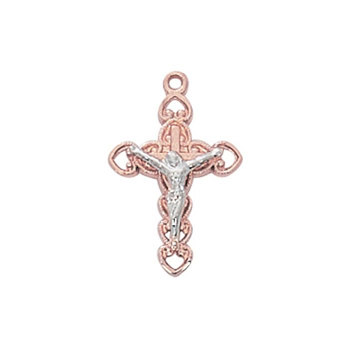 Rose Gold Plated Crucifix w/16" Chain