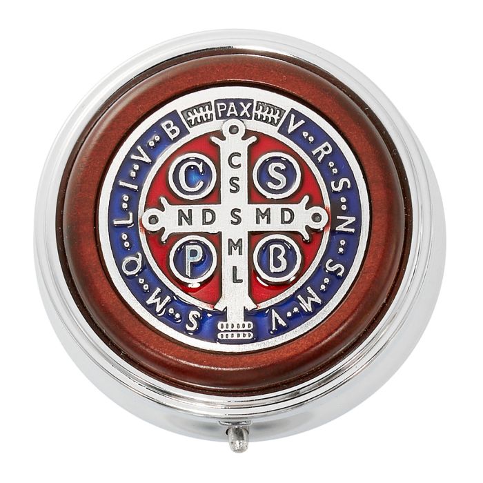 Silver Wood & Enamel St Benedict Box