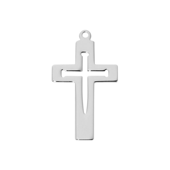 SS Cut Out Nail Cross w/24" Chain