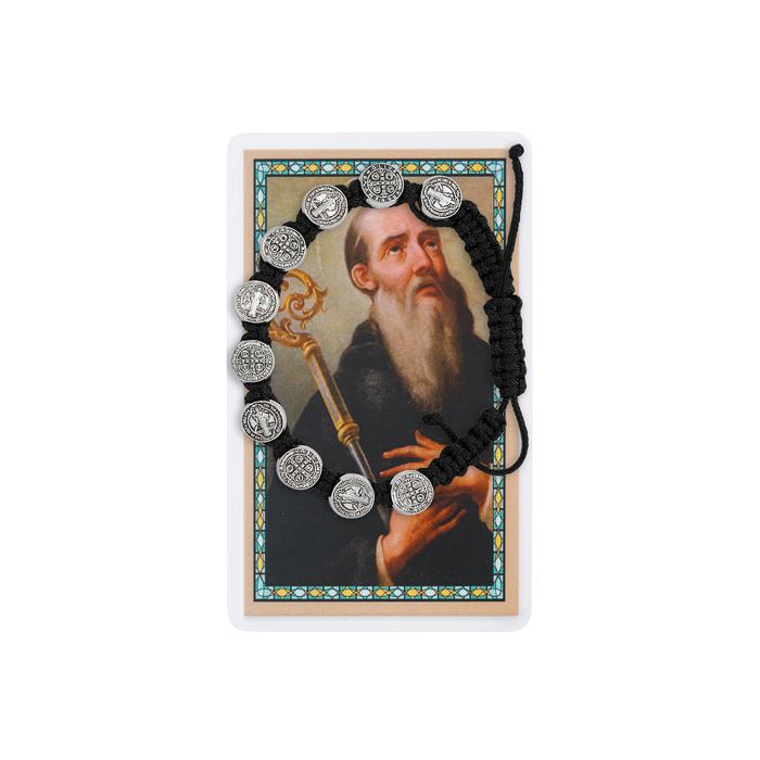 St Benedict Black Corded Bracelet