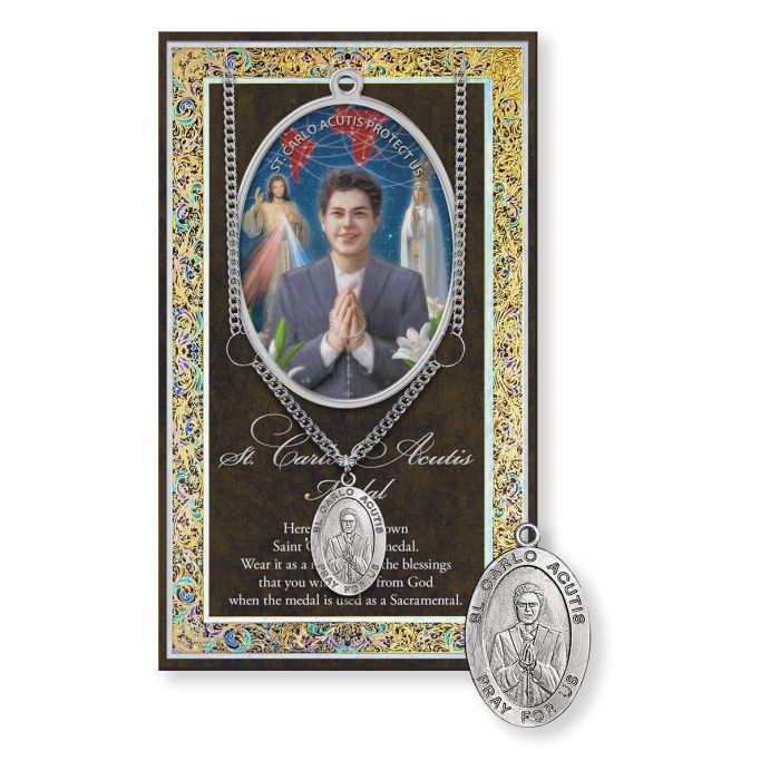 St. Carlo Acutis Medal & Chain with Folder