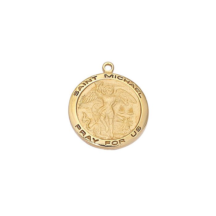 St. Michael Gold Round w/18" Chain