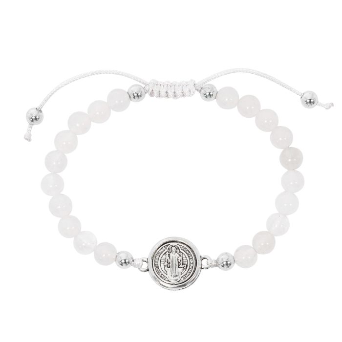White Corded St. Benedict Bracelet