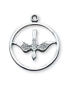 Sterling Silver Holy Spirit Medal w/ 18" Chain