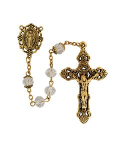 8mm Crystal Antique Gold Rosary
