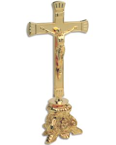 10-3/43"-Inch Altar Crucifix #K840, 24k Gold Plated