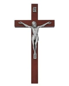 10" Cherry Crucifix Silver Corpus