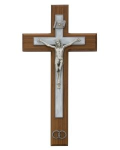 10" Walnut Crucifix w/ White Epoxy