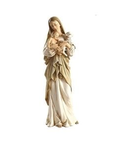 12" Madonna with Child and Lamb Statue