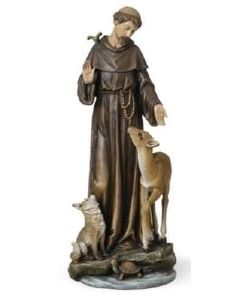 14" St. Francis w/ Deer Statue
