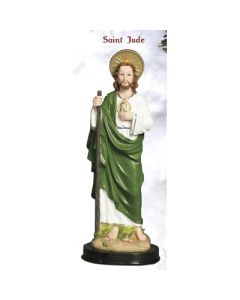 24" St Jude Statue on Wooden Base