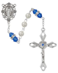 6" Pewter Baby Boy Cross Rosary
