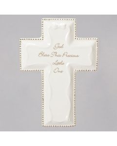 6" White Porcelain Baptism Cross #65877