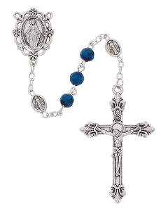6mm Metallic Blue Crystal Rosary