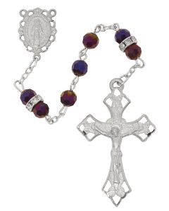 6mm Metallic Purple Crystal Rosary