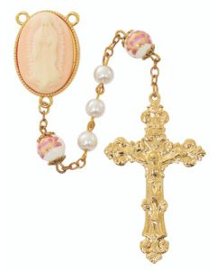 6mm Pearl Guadalupe Cameo Rosary
