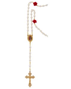 6mm Pearl/Rose Guadalupe Rosary