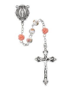 6mm Pink Flower Rosary