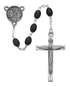 Black Wood Oval Rosary
