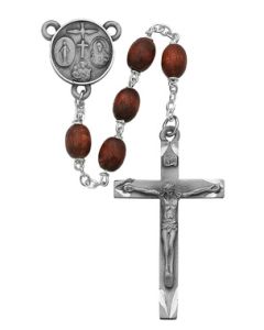 Brown Wood Oval Rosary