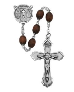 Brown Wood Oval Rosary