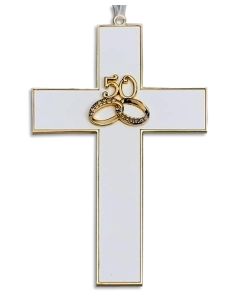 7.25" Golden Wedding (50th) Anniversary Wall Cross #19365