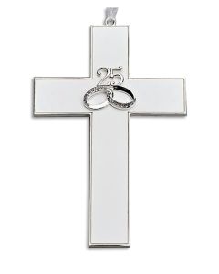 7.25" Silver Wedding (25th) Anniversary Wall Cross #19361