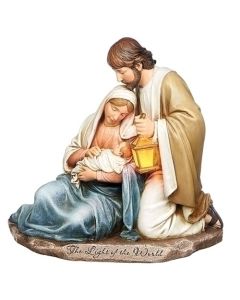 7.25"HOLY FAMILY W/LIT LANTERN VERSE