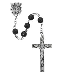 7mm Black Glass Rosary