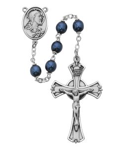 7mm Blue Metallic Rosary