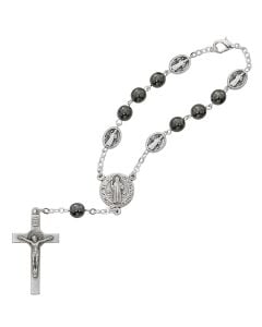 7mm Hematite St. Benedict Auto Rosary