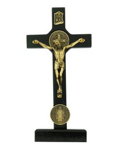 8" Black Stand St Benedict Cross